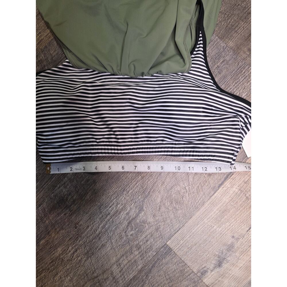 Holipick Size XL Tankini Swimsuit 2 Piece Olive Green Striped Strappy Back NWT - Picture 8 of 8
